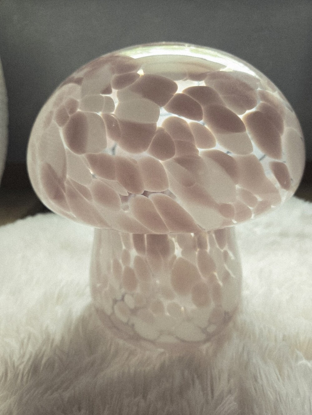 Large Handblown Pink Speckled Glass Mushroom 2-Pieces Accent Light